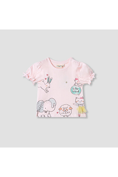 Juniors تي شيرت مطبوع بأكمام منفوشة