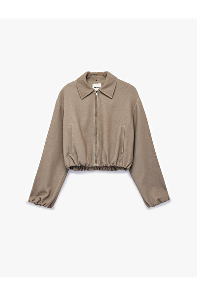 Koton X Şahika Ercümen - Uzun Kollu Cepli Fermuarlı Kısa Bomber Ceket