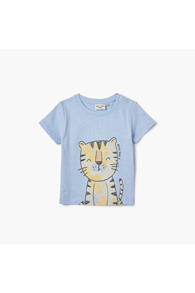 Juniors تي شيرت بطبعة جلد النمر بأكمام قصيرة