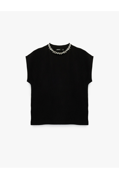 Koton Fără mâneci guler rotund cu pietre aplicate Pulover tricotat