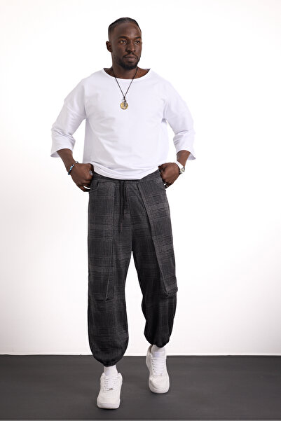 Superbluemexico Unisex New Generation Street Style Unusual Pocket Detailed Baggy Trousers