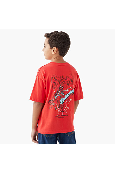 Marvel Spider-Man Graphic Print T-shirt with Short Sleeves