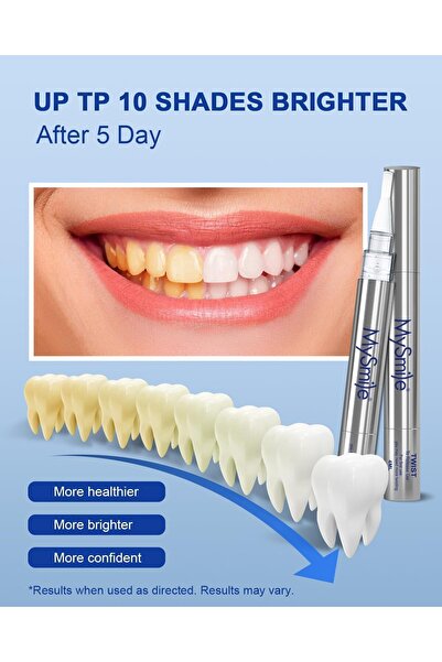 mysmile قلم تبييض الأسنان (8 مل) - 30+ علاجًا، آمن على المينا، تبييض سريع في ...