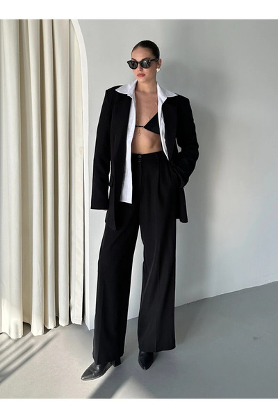 My Blog Black Cintia Jacket Pants Set - 98612