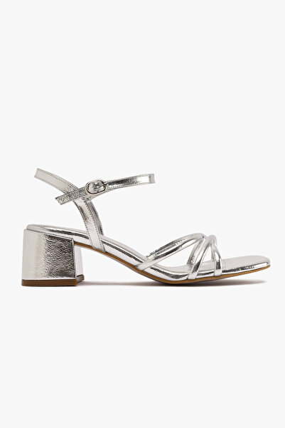 Elina Silver Spring Ankle Tied Thick Heel Shoes