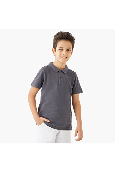 Juniors Solid Polo T-shirt with Short Sleeves