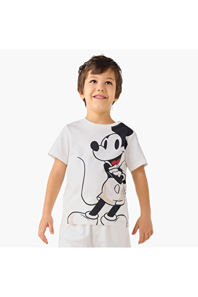 Disney تي شيرت بطبعة ميكي ماوس وأكمام قصيرة