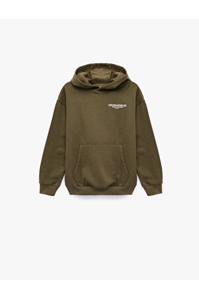 Koton Dukserica sa kapuljačom dugih rukava Štampano Čupkani materijal Pamuk