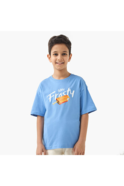 Juniors تي شيرت بطبعة جرافيكية وأكمام قصيرة