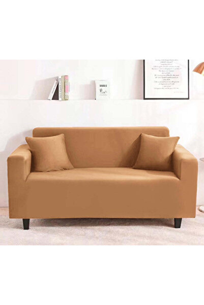 trendyhome Elastic Cover with Arms, 2-Seater Sofa, UNI, Brown, M05