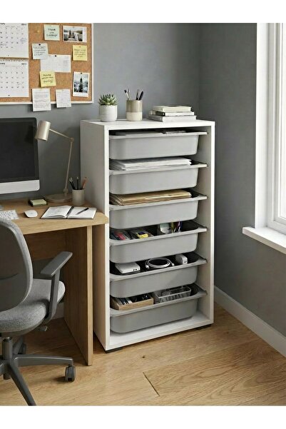 Pratico Bronz 6 Sepetli Çok Amaçlı Ofis Dolabı Gri