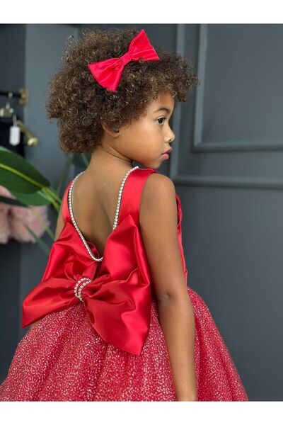 FKB FOR KIDS BABY Kız Çocuk Tasarım Simli Fiyonk Detaylı Elbise
