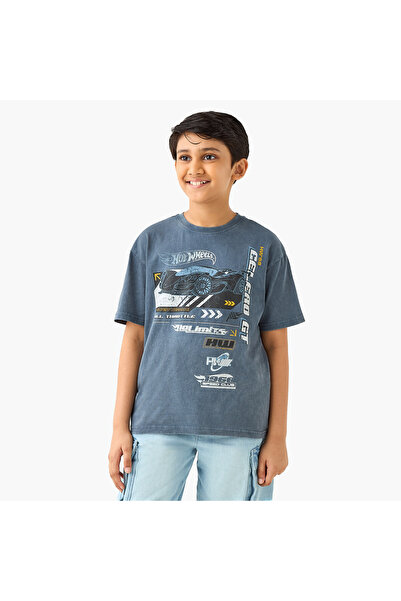 mattel Hot Wheels Print T-Shirt with Short Sleeves