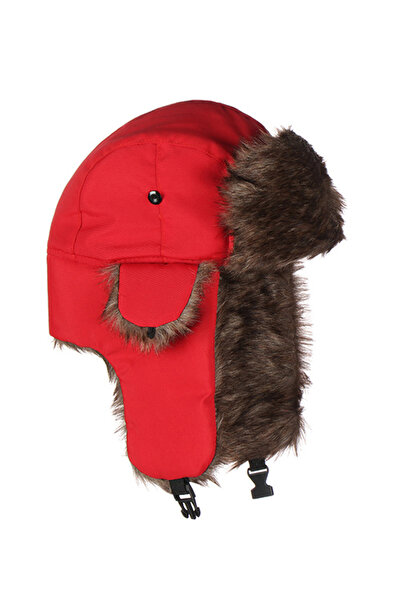 EFAYN.RO Men's hat, two-way fastening, warm model with ears, standard, red, E...