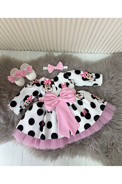 Almira Tasarım mini mouse pembe doğumgünü elbisesi seti