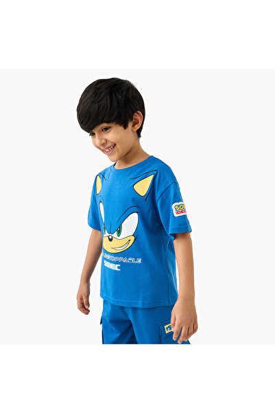 CPLG تي شيرت سونيك القنفذ بطباعة رسومية وأكمام قصيرة