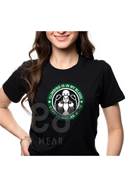 Crea Eymer Wear Tricou Climb - Tırmanış Star Baks cu imprimeu guler rotund negru