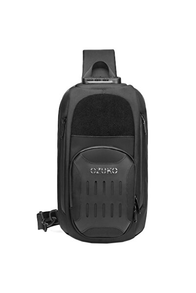 OZUKO Rucsac unisex crossbody, rezistent la apă, port USB, încuietoare TSA, b...