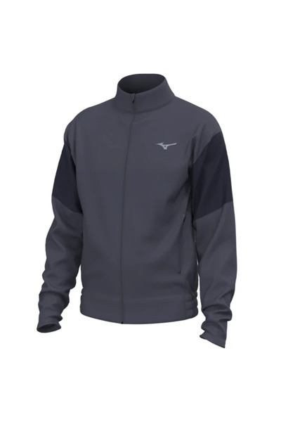 MIZUNO Athletics Track Jacket Men's Zippered Sweatshirt Gray / Navy Blue