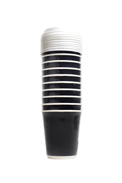 HALAMODO 20-Piece Rippled Paper Cup Set Black