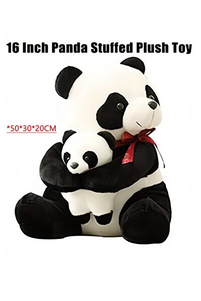 HALAMODO لعبة باندا عملاقة محشوة مقاس 16 بوصة، مع باندا صغير، ألعاب قطيفة، حي...