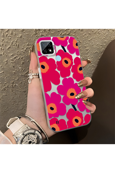 Hontinga حافظة متوافقة مع هاتف Realme C21، حافظة هاتف صلبة ملونة على شكل زهرة...