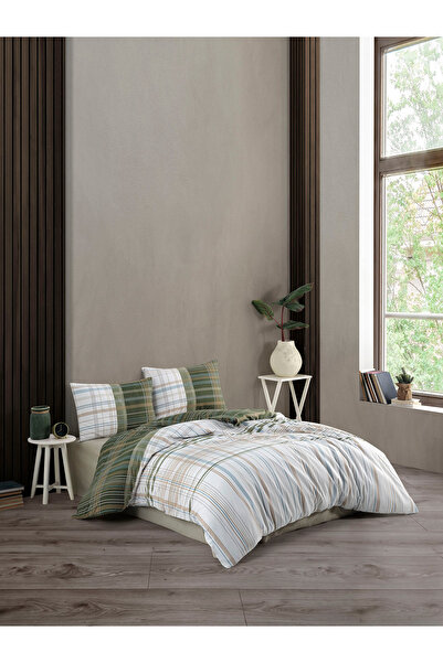 Bella Home طقم غطاء لحاف كريستال دبل رانفورس - 4 قطع - 100% قطن - أصلي فاخر ب...