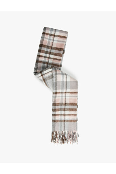 Koton Tasseled Plaid Long Scarf
