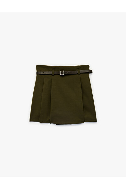 Koton Kemer Detaylı Kalın Pileli Mini Etek