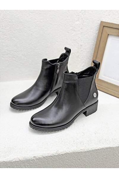 Mammamia D25KB-1595 YANI LASTİK DETAYLI HAKİKİ DERİ BOT KADIN