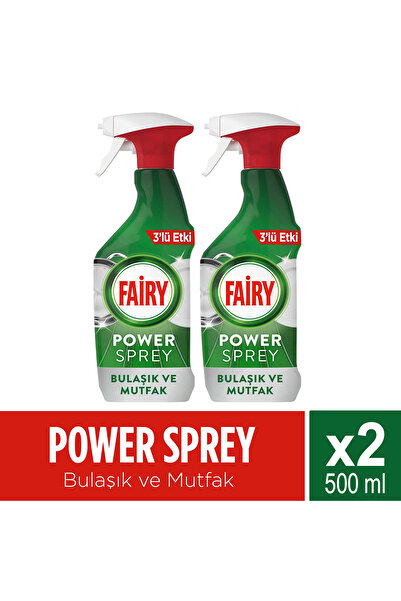 Fairy Power Sprey, 3’ü 1 arada Zahmetsiz Temizlik Ve Parlaklık, Limon Kokulu, 500ml x 2