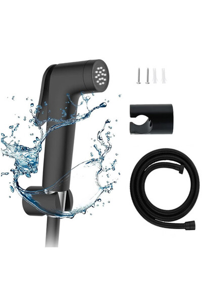 JOGAMS بخاخ بيديه يدوي أسود اللون للمرحاض مع خرطوم من الفولاذ المقاوم للصدأ ب...