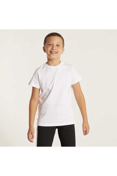 Juniors Solid Crew Neck T-shirt with Short Sleeves