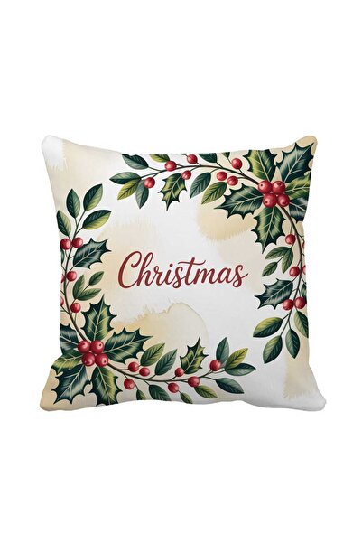 Queen Jera Double Sided Printed Christmas Written Throw Pillow Cover – New Ye...