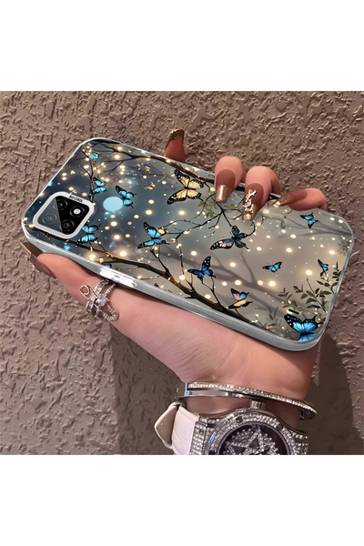 Hontinga حافظة هاتف متوافقة مع هاتف Realme C21، حافظة جميلة على شكل فراشة مضا...