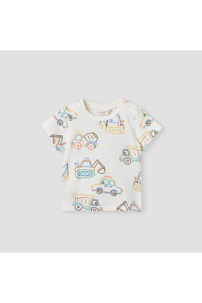 Juniors تي شيرت بطبعة مركبة وأكمام قصيرة