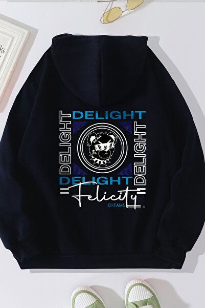 CLASSY.MODA Unisex oversized με κουκούλα Delight Graphic με τύπωμα Άνετο φούτ...