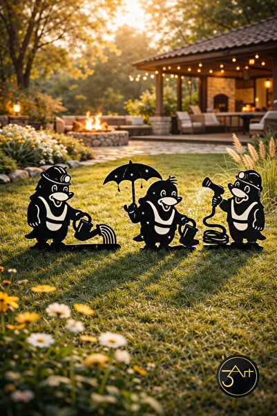 3art Metal Dekoratif Metal Bahçe Süsü – Toprak Çivili Bahçe Dekoru - 3’lü Set...