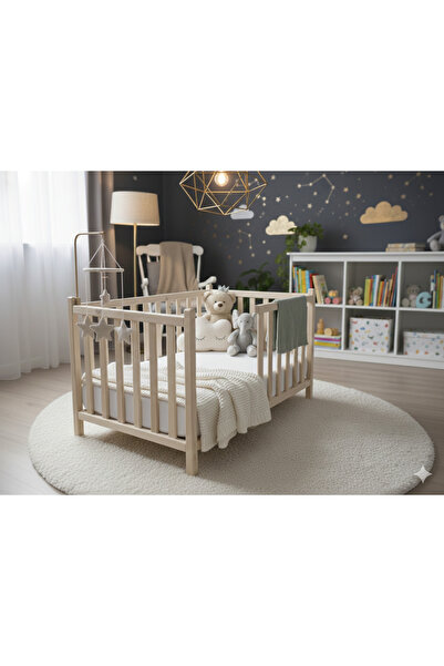 CNRWOOD Doğal Masif Ahşap Bebek Beşik