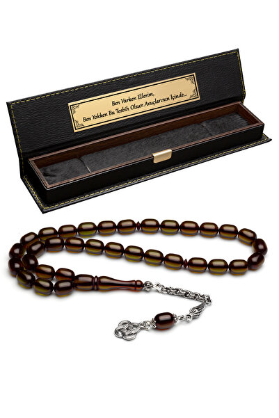 OTTOTESBİH Men's Gift Capsule Cut Green Fire Amber Prayer Beads