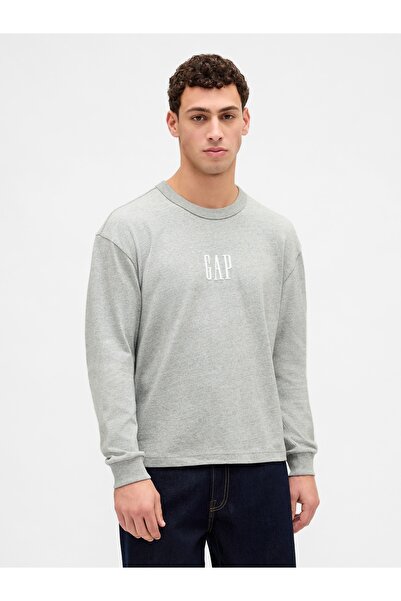 GAP Erkek Açık Gri Logo T-Shirt