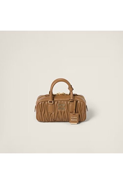 Miu Miu Small Arcadie Top Handle Bag in Matelassé Nappa Leather Crossbody Shoulder Zip Closure