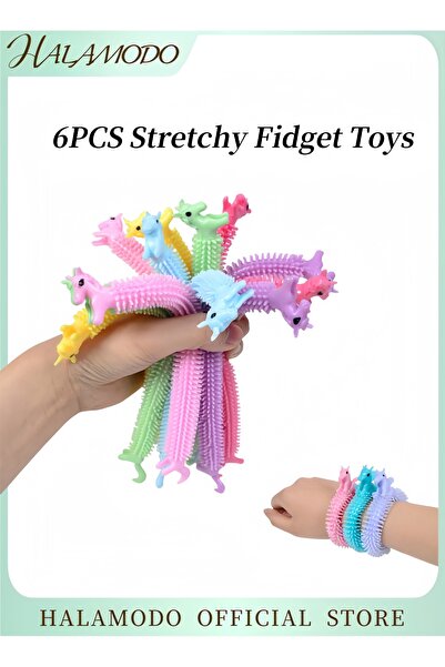 HALAMODO 6 قطع من ألعاب التململ المطاطية، خيوط مطاطية ملونة، لعبة تململ حسية،...