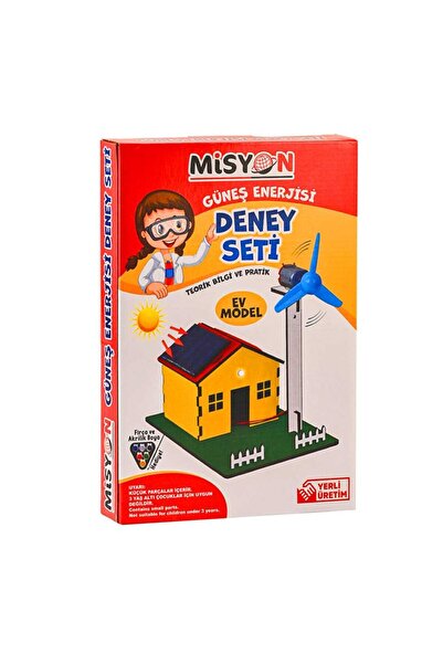 cagdaskids Misyon Güneş Enerjisi Deney Seti Ev Modeli Ahşap Boyalı