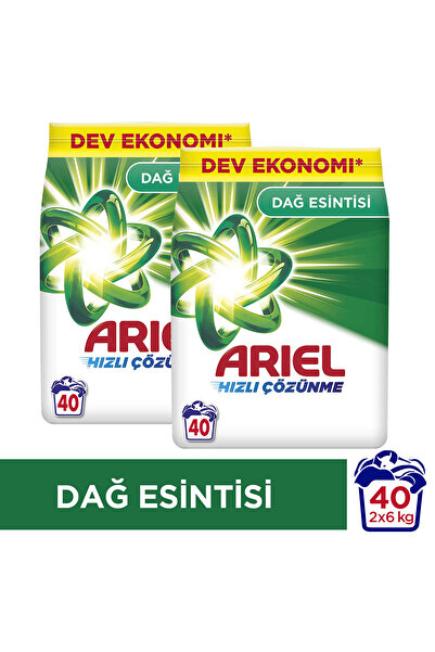 Ariel Dağ Esintisi 6 Kg Hızlı Çözünme + Renklilere Özel 6 Kg Hızlı Çözünme Toz Çamaşır Deterjanı