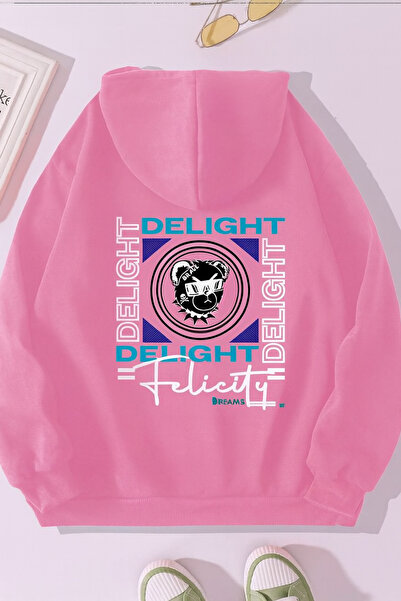 CLASSY.MODA Unisex oversized με κουκούλα Delight Graphic με τύπωμα Άνετο φούτ...