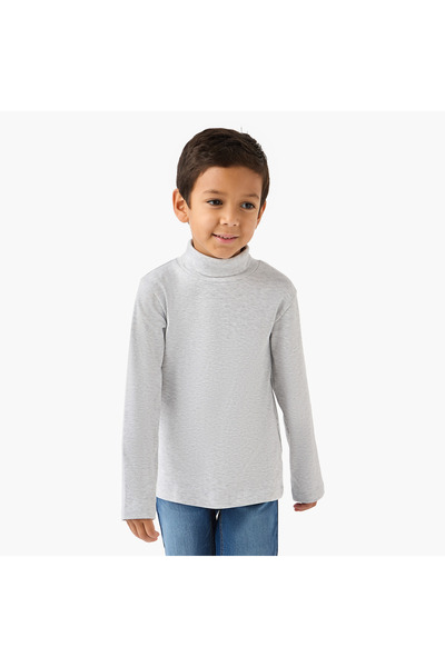 Juniors Boys Turtleneck T-shirt - Cotton Blend - Long Sleeves