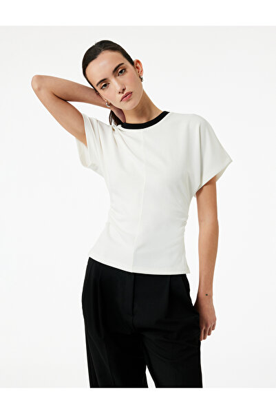 Koton Modal Fabric Drape Detailed Short Sleeve Crew Neck T-Shirt