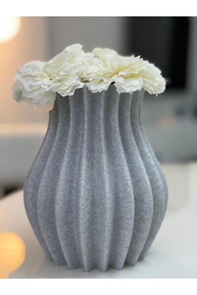 Modern Mermer Görünümlü Dekoratif Vazo Ev Dekorasyon 3D / SERAMİK DEĞİLDİR