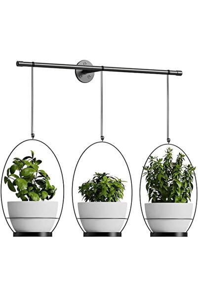 Arabest مجموعة من 3 علاقات نباتات معدنية معلقة، مع حامل للنباتات لغرفة المعيشة والمطبخ وديكور المنزل